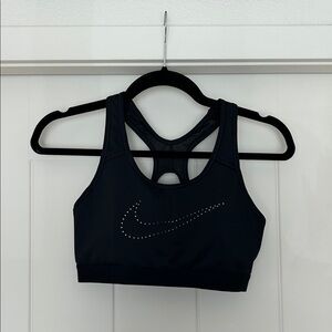 Nike Women's Black Sports Bra with Silver Accents